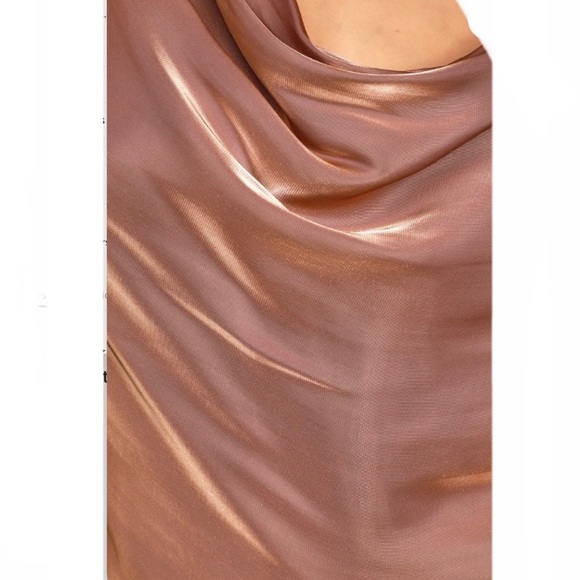 Free People Shimmy Shimmy Mauve Pink Metallic One-Shoulder Top - Picture 5 of 13